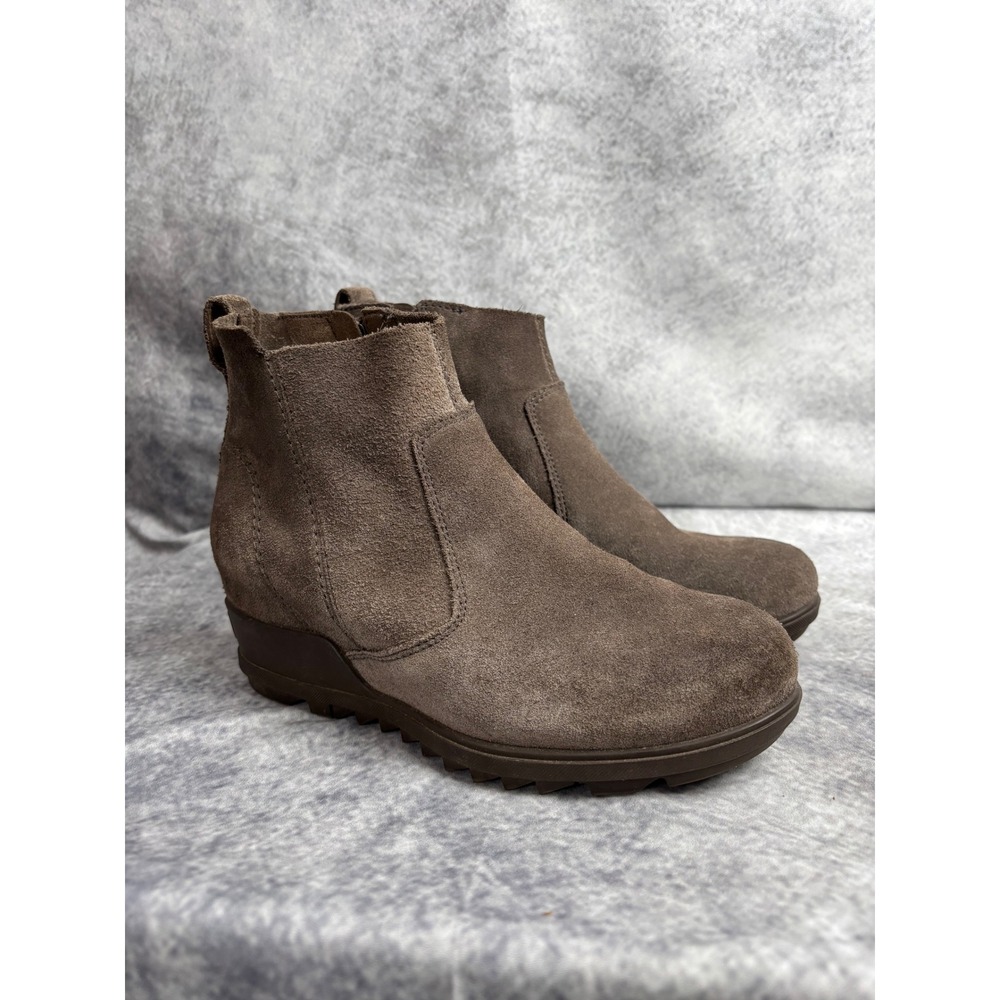 Sorel Joan of Arctic Wedge III Zip‎ Bootie Brown Suede NL3313-245 Women's 6.5
